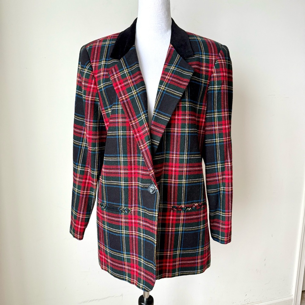 Vintage SAG HARBOR Tartan Plaid  Christmas Blazer—SZ. 14P